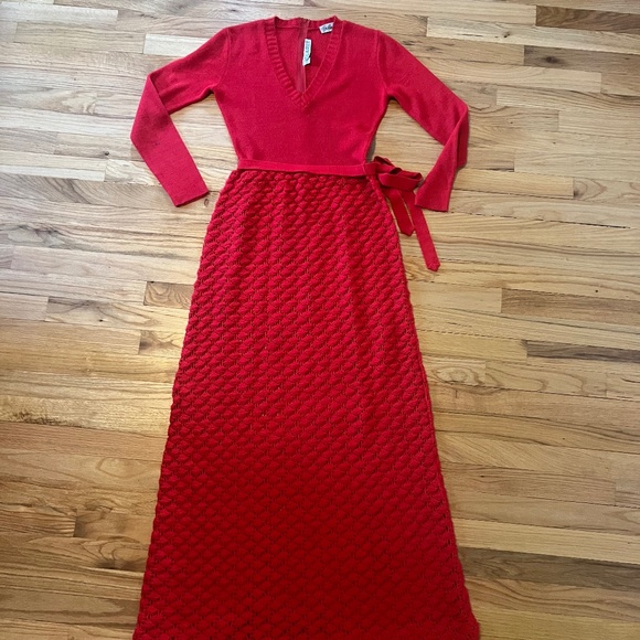 Unique red up cycled sweater dress - Picture 1 of 13